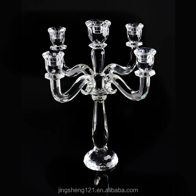 Europe Regional Feature 5 Arms Glass Crystal Candelabra For Wedding Decor