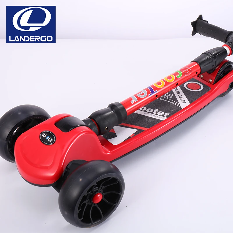 Landergo Three Wheels Scooter Maxi Folding Kick Scooter for Kids Adjustable Handlebar For Age 5-12