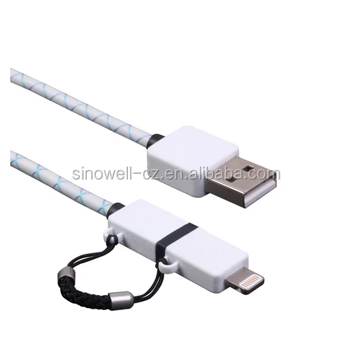 
hot sale 2 in 1 charging data cable durable mirco usb cable/ MFI usb cable charging usb cable for ISO/Android 