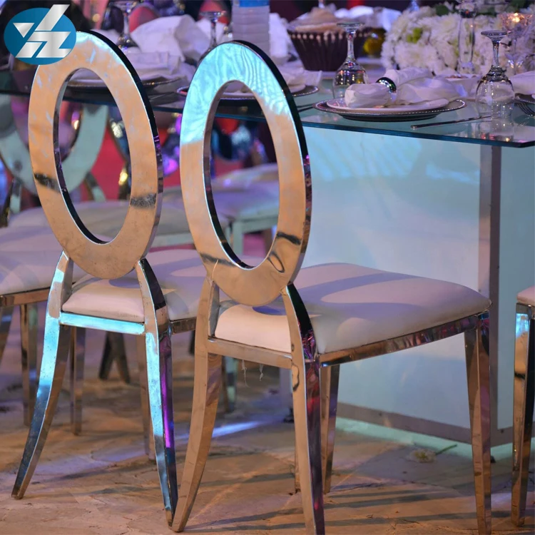 Ring back Gold Luxury stainless steel wedding chairs banquet chair