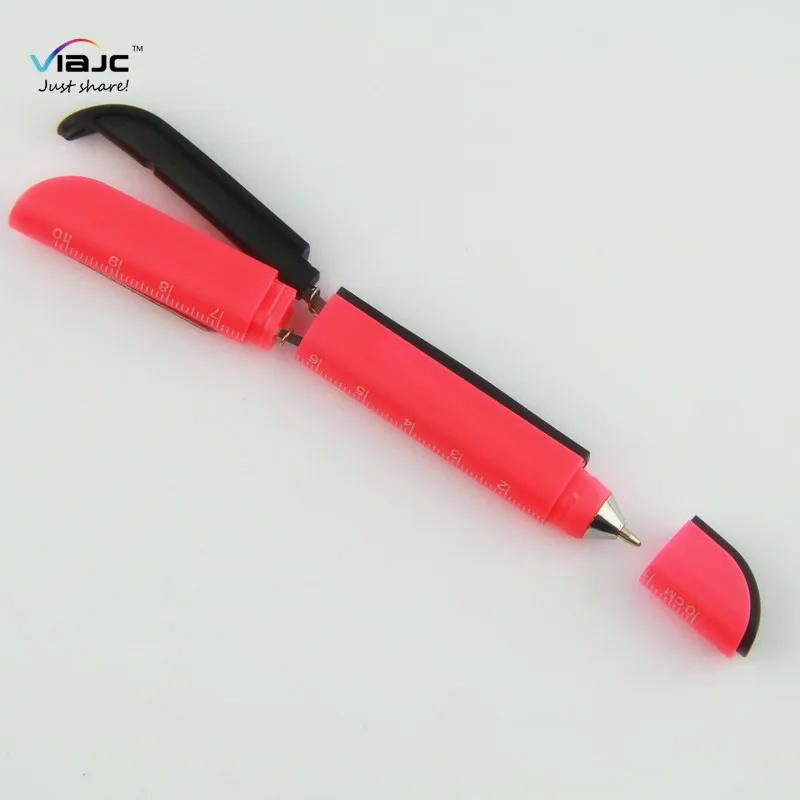 
Office promotional ball pen multifunction with knife and scissor ruler 