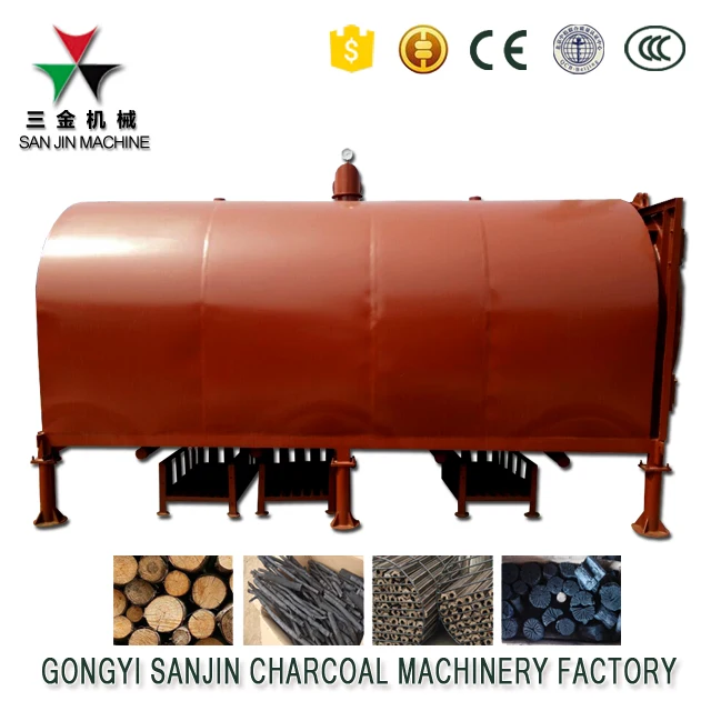 gold brand bamboo/wood branches horizontal airflow carbonization stove in uganda