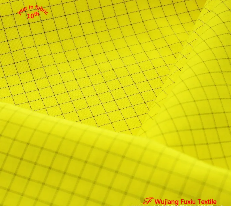 China supplier 2/1 twill polyester cotton blend uniform conductive thread carbon fiber fabric