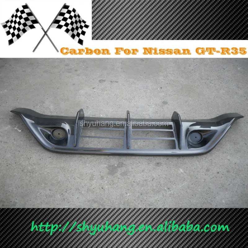For Skyline R35 GTR Wald Style Carbon Fiber Rear Bumper Diffuser Addon