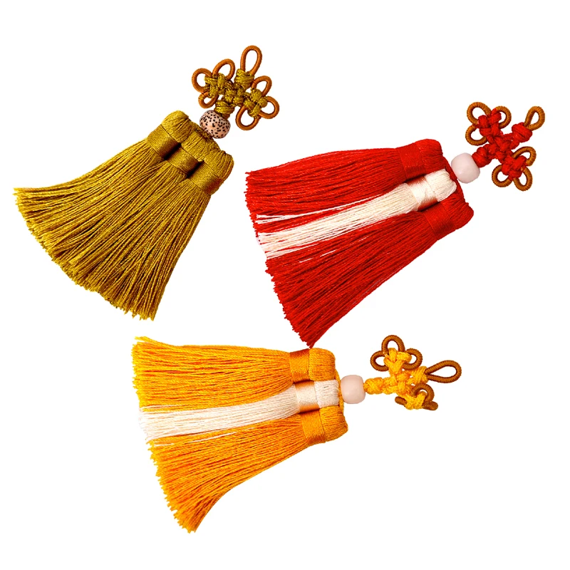 LONGJIE factory wholesales new design Chinese knot double colors three row tassel for bags and clothes accept customized