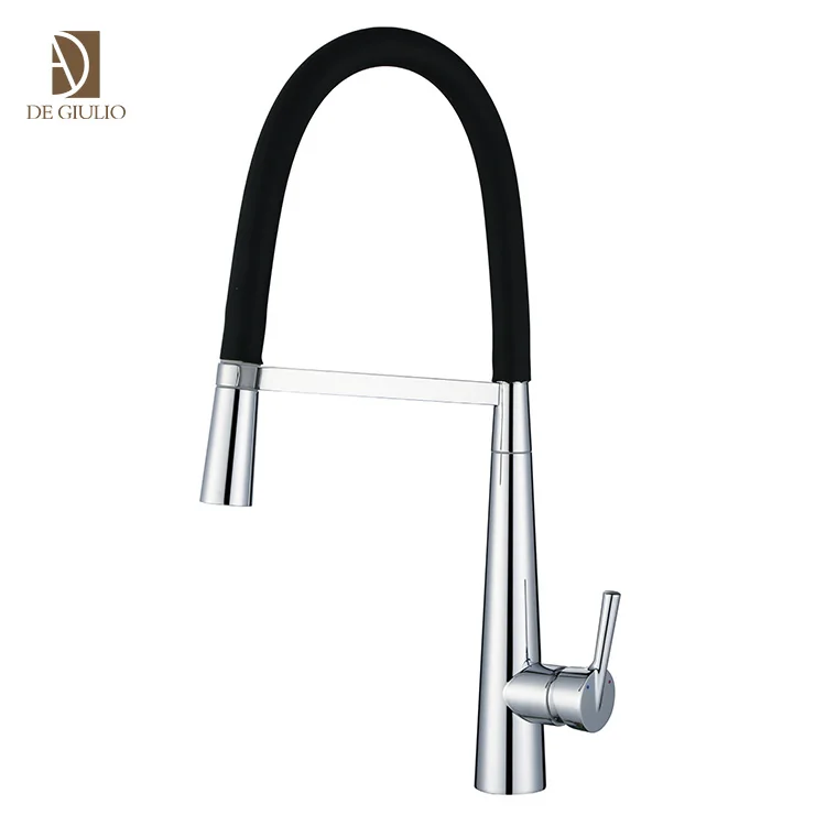 Смеситель для кухни из твердой латуни, выдвижной кран с высокой дугой для раковины