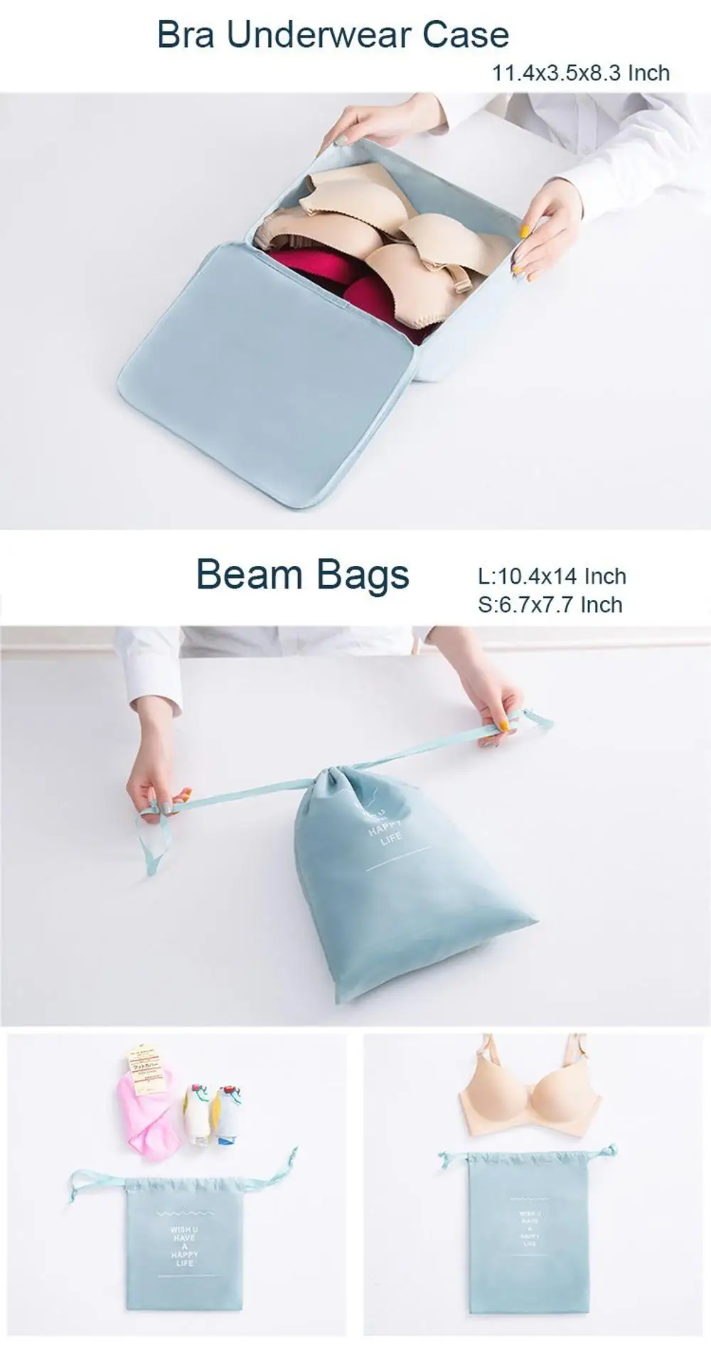 6PCS Travel Packing Cubes Luggage Bag Travel Luggage Cases Travel Bag Organizer