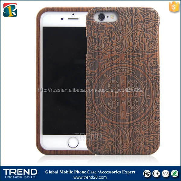 Laser carved natural wood case for iPhone 6