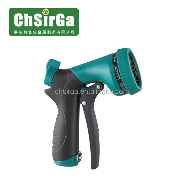 Garden Water Gun front trigger multi-pattern (9) nozzle, plastic water hose spray nozzles, water nozzles for expandable hose