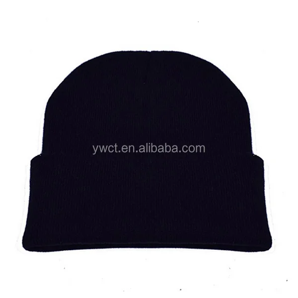 100%Acrylic oversized warmly Navy Blue Custom Knitted Skully Beanie Winter Hat Toque Caps