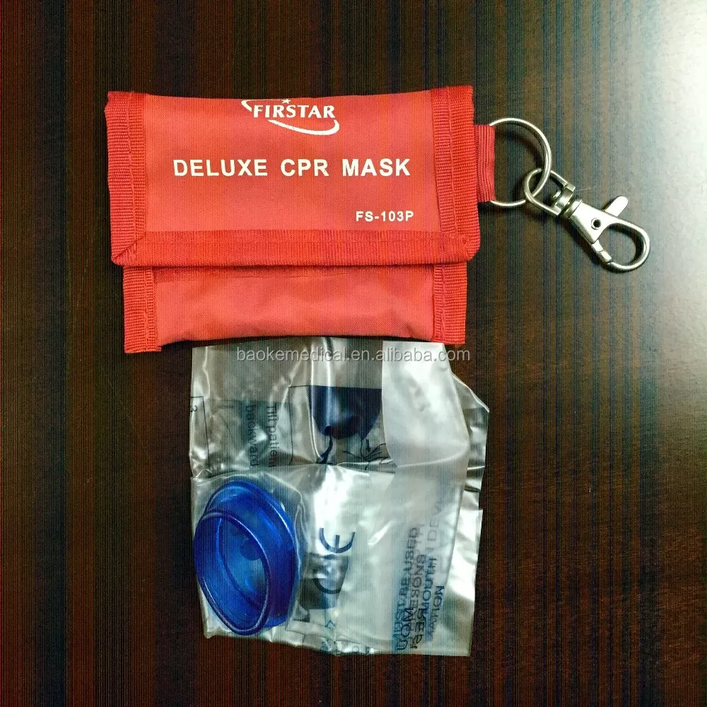 BK-K75 Customized portable Key Ring First Aid Kit Gift Pouch / Travel Medical Kit with CPR Mask