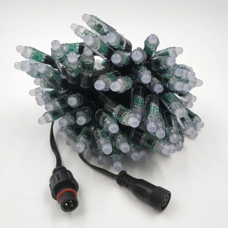 
100 nodes/string 18awg 1000pcs DC12V WS2811 bullet led pixel BLACK wire ip68 with 13.5mm/18.5/Raywu type connector 