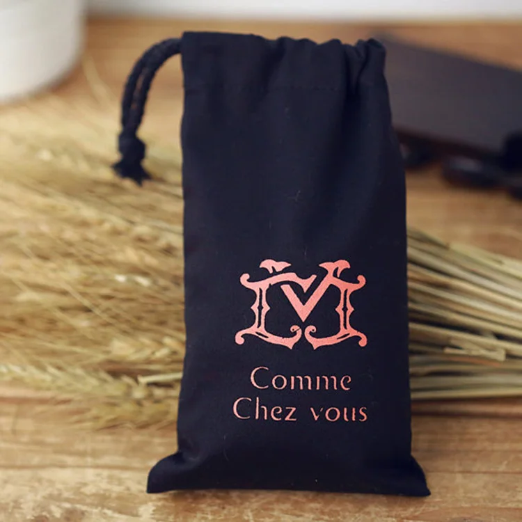 Recyclable Biodegrada Promotional new style black cotton muslin pouch