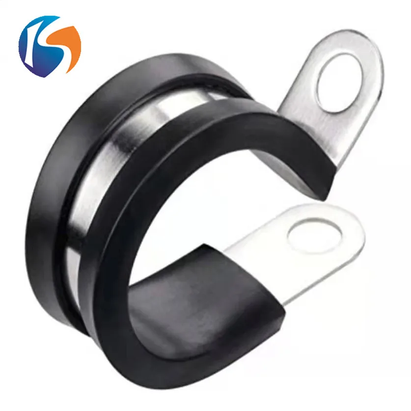 Car Accessories Hinged stainless 201 / 304 series P type rubber wrap hose clamp
