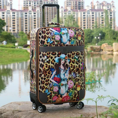 Cartoon Printing PU Leather Material Children Luggage Fashion Valise Embossed logo Kid Luggage Set