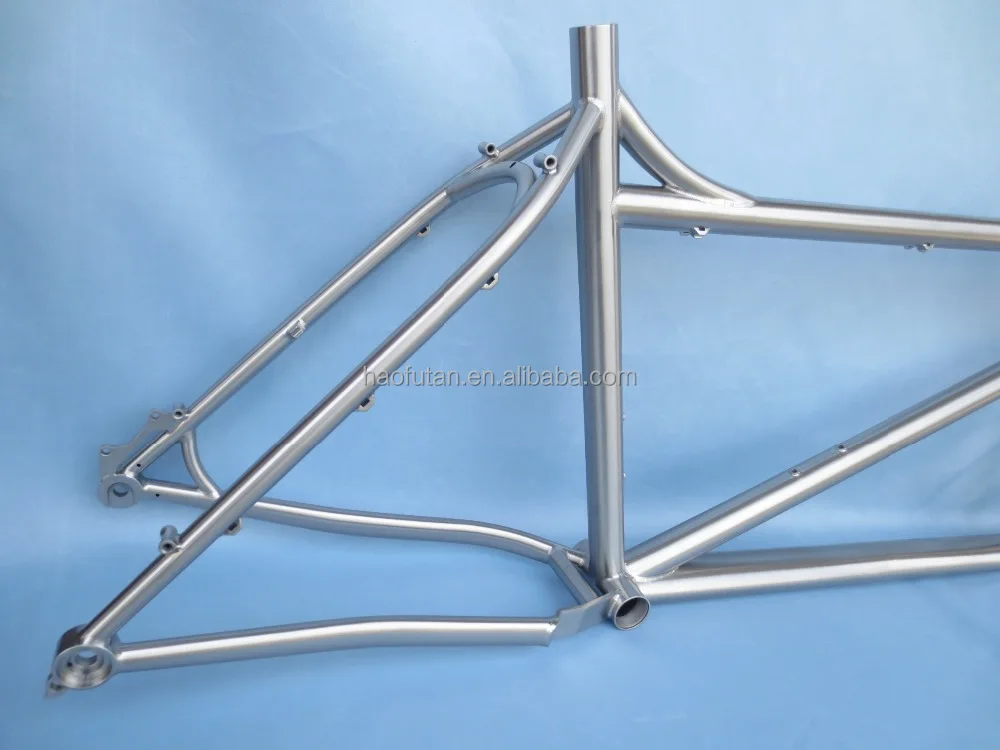 titanium bicycle tandem fat frame custom tandem fat frame with hand bush finished titanium tandem two seat frame