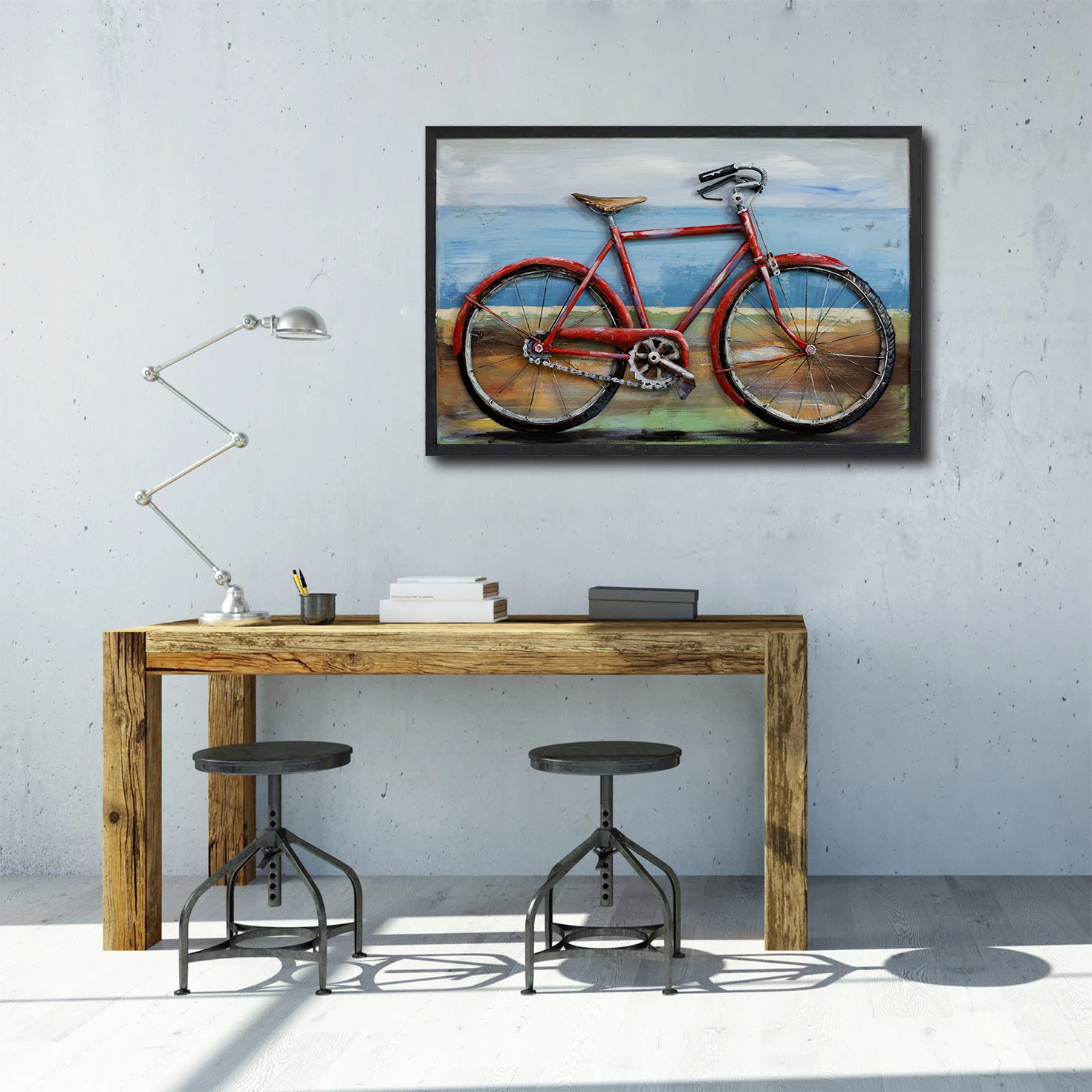 Popular Hot Bicycle art decoration 3D modern chinese wall art custom metal painting