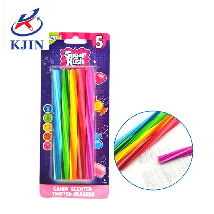 Радужный Красочный Длинный ластик для карандашей, упаковка для блистерной карты, набор ластиков 5 цветов