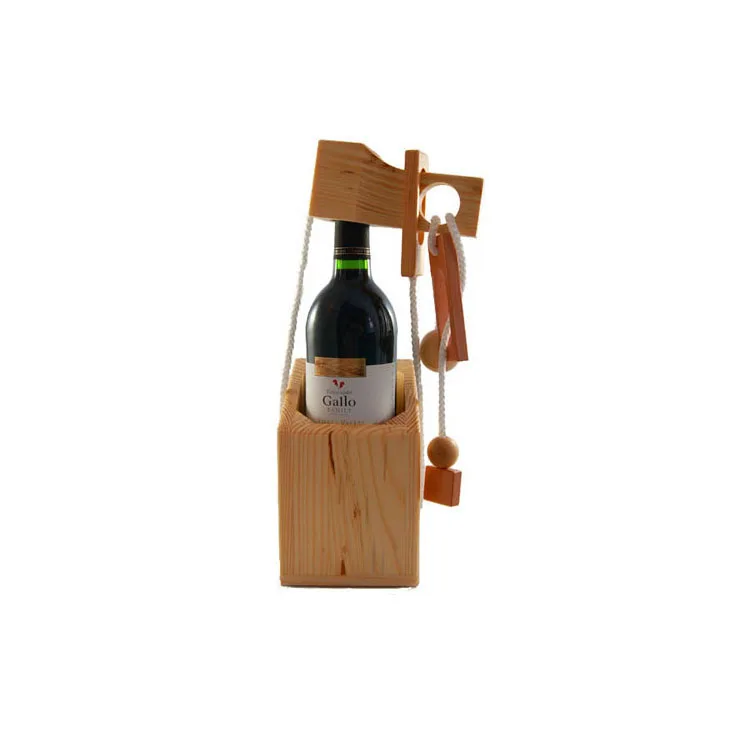 wooden wine bottle puzzle