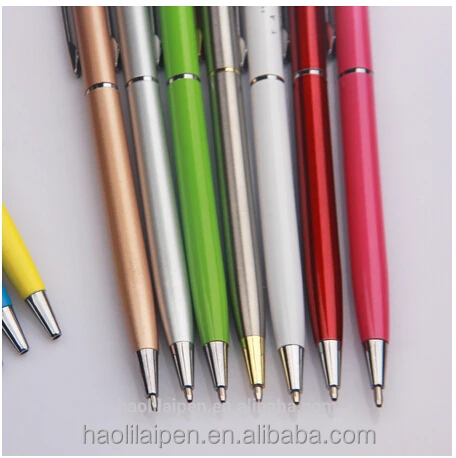 Promotional stylus touch ballpoint pen multicolor cheaper slim pen for hotel metal pen