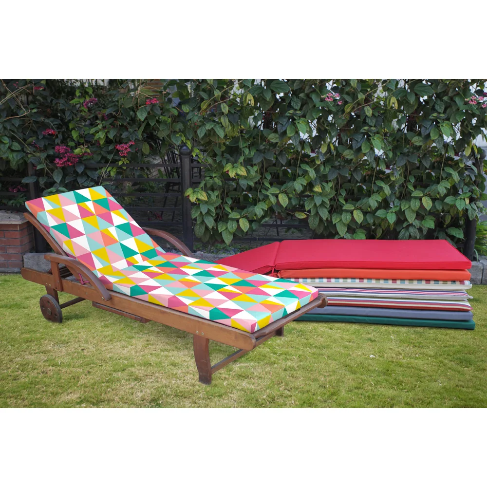Outdoor All Weather Waterproof Triangles Print Chaise Lounge Cushion Sunbed cushion