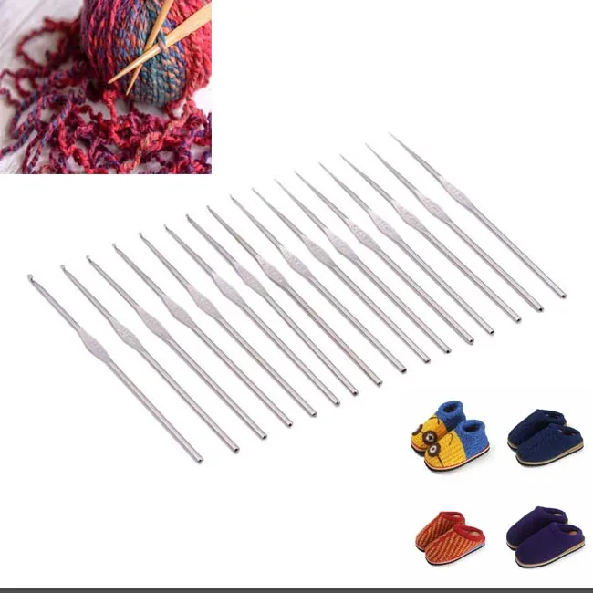 16pcs Durable Handle Knitting Tool Electroplate Steel Crochet Hooks Knitting Needles With Different Size