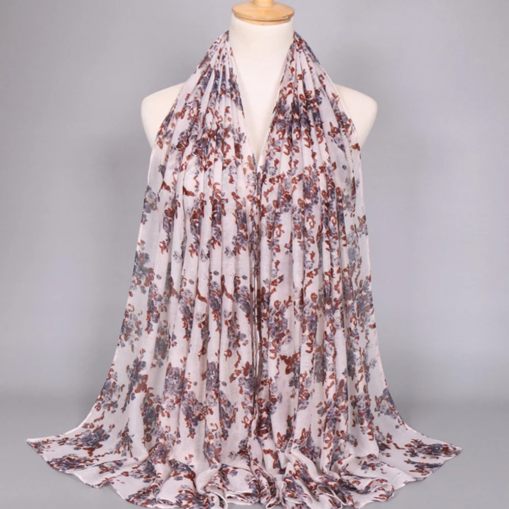 
Zakiyyah BS389 Pashmina Scarf Turkish Hijab Floral Design For Muslim Girl Islamic Women Shawls 