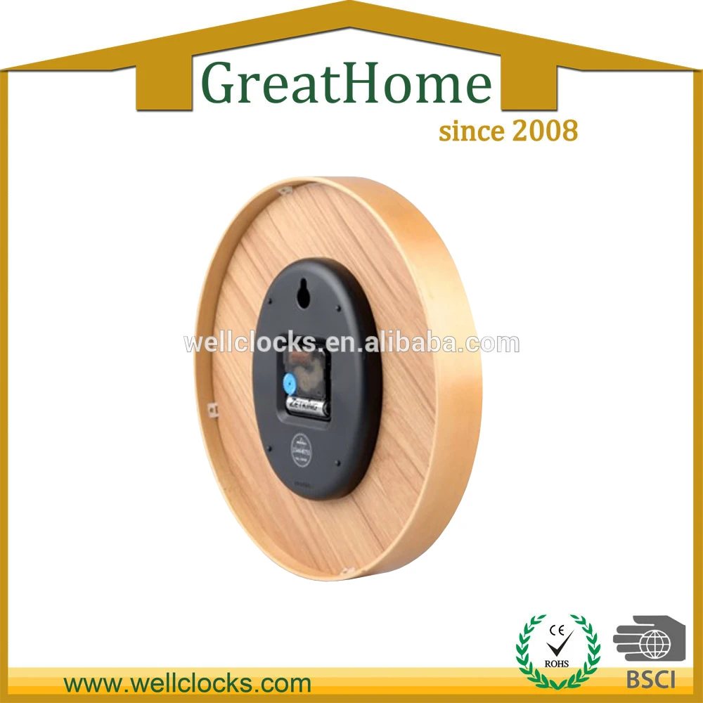 Brief Style Original Wood Frame White Face Large Digital Decor Wall Clock