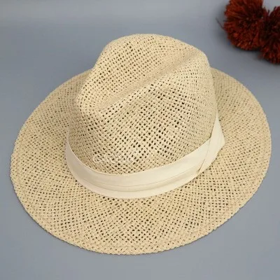 100% hand knitting beige summer paper panama hat