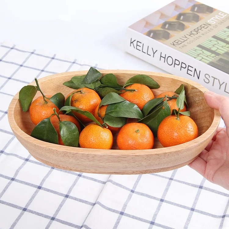Creative  Handmade 21cm Rubber  Wood  Snacks Dried Fruits  Boat Shape  Dish