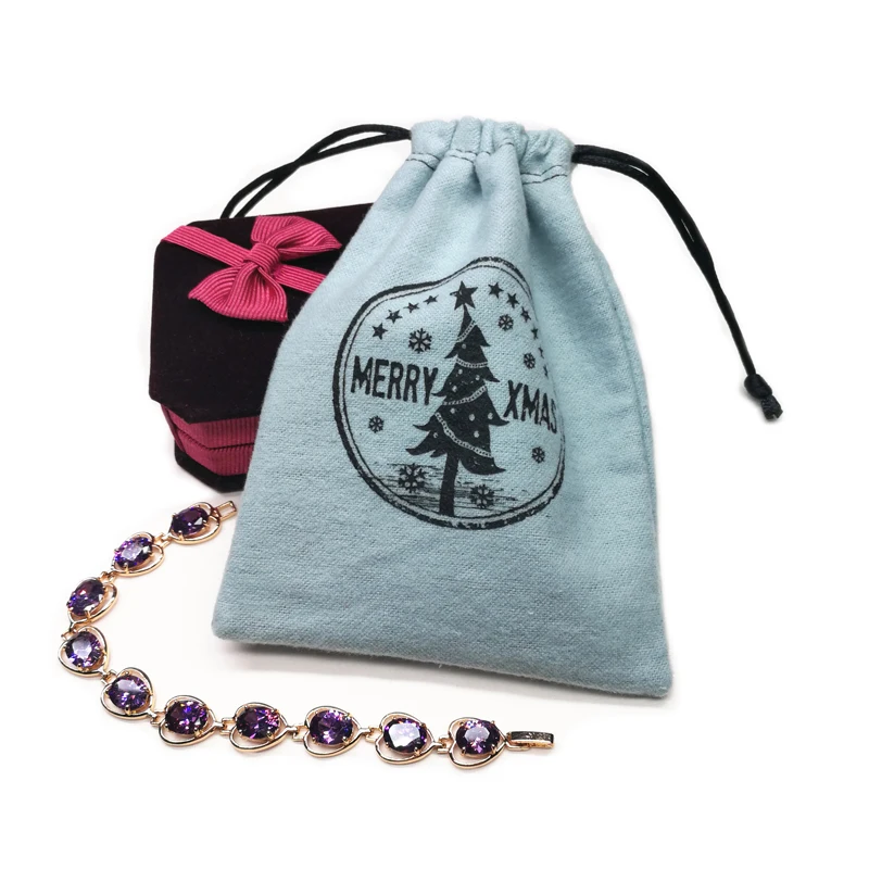 Flannel soft cotton small drawstring bag for gift