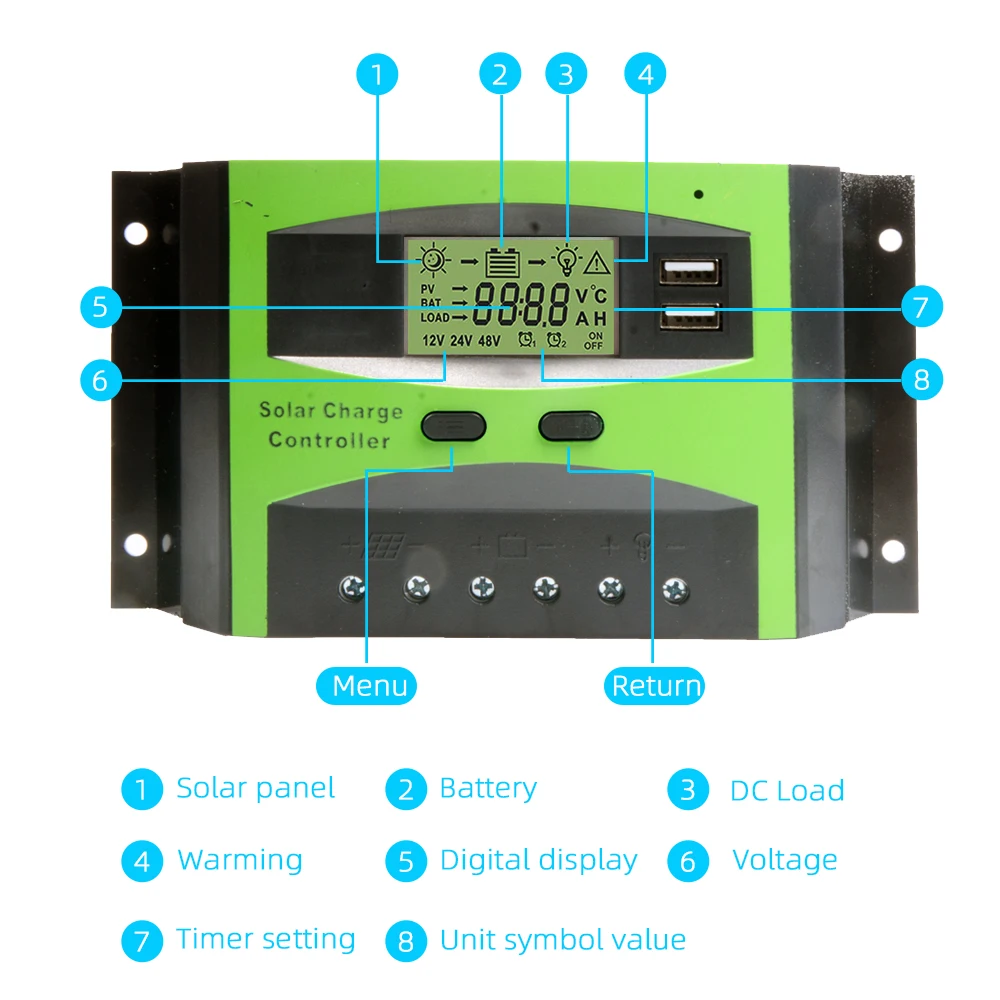  Langy официальный 30A 12v 24v PWM солнечный контроллер для солнечной