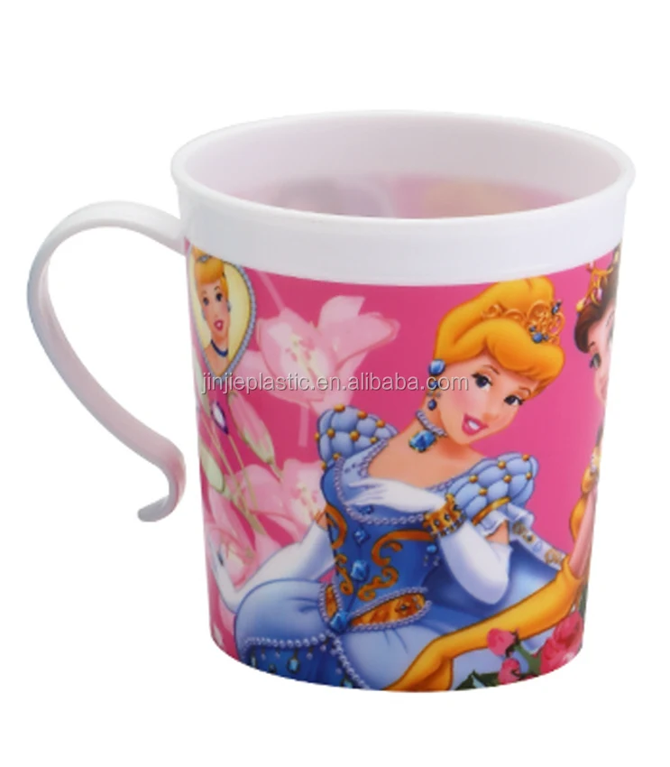 320ml, Eco-friendly, in-mold -labeling, cute kids pp tooth cup with handle and lid