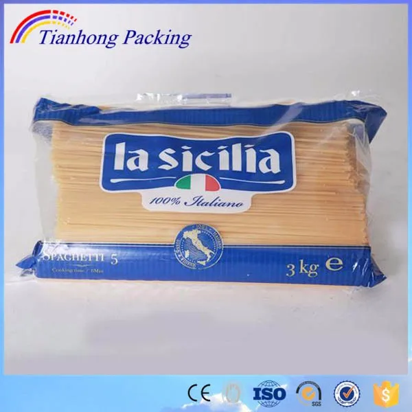 Custom printing clear plastic flour macaroni pasta spaghetti packaging bag