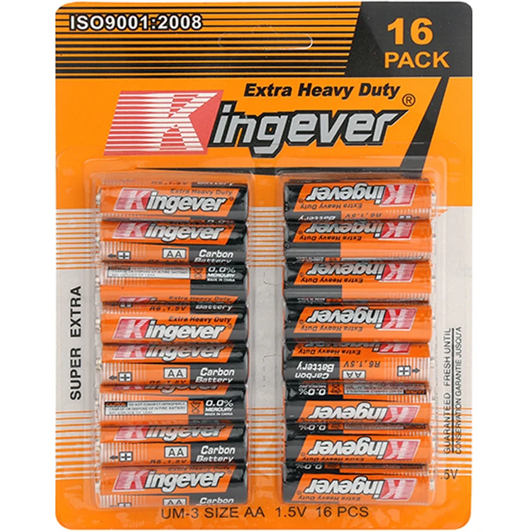Super market packing 16PCS BLISTER CARD PACK R6 aa size battery for electronic toys