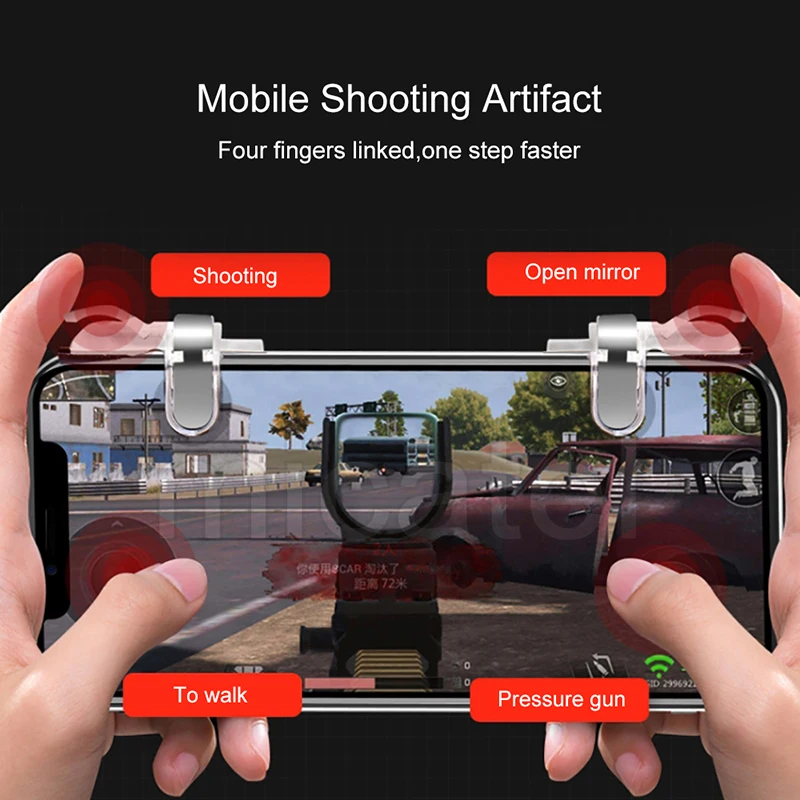 Mobile Game Trigger Joystick Gamepad Eat chicken artifact shooting button metal handle mobile game controller for pubg STG Games