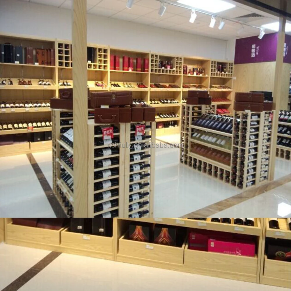 High Grade Full Wood Wine Bottle holder for Liquor/Alcohol drinks store display