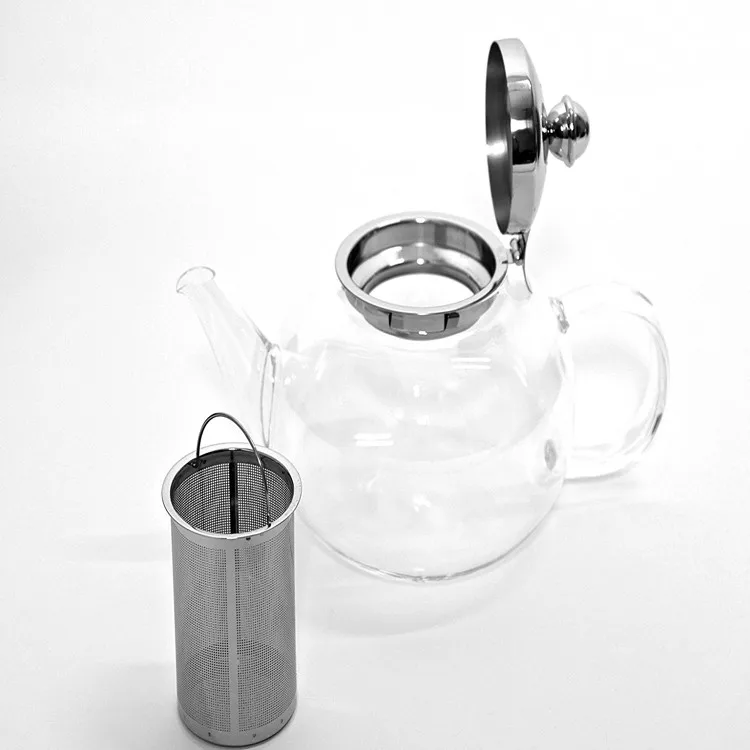 Glass Teapot Kettle with Stainless Steel Infuser Stovetop Safe Blooming and Loose Leaf Tea Large Capacity 1200ml 40oz