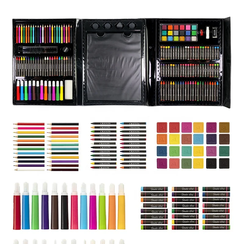 
179 Piece Double Sided Trifold Easel Kids Drawing Art Set 