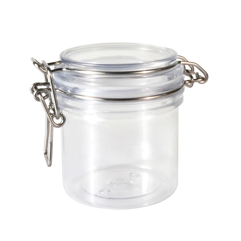 clip top food container cosmetic clear plastic 100ml 120ml  150ml  250ml  200ml  350ml  500ml pet kilner jar
