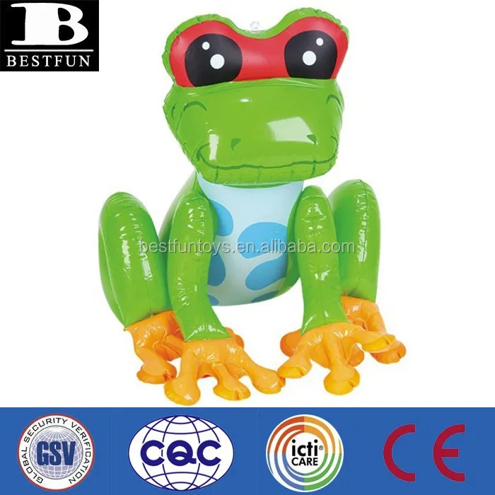 China factory green frog inflatable 24 inch custom made vinyl soft animals toys small blow up animals plastic toys