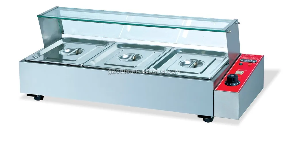 Wholesale Stainless Steel Electric Bain Marie With Glass (4-pans)