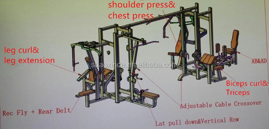 AXD-5081 High quality functional training gym equipment multi station