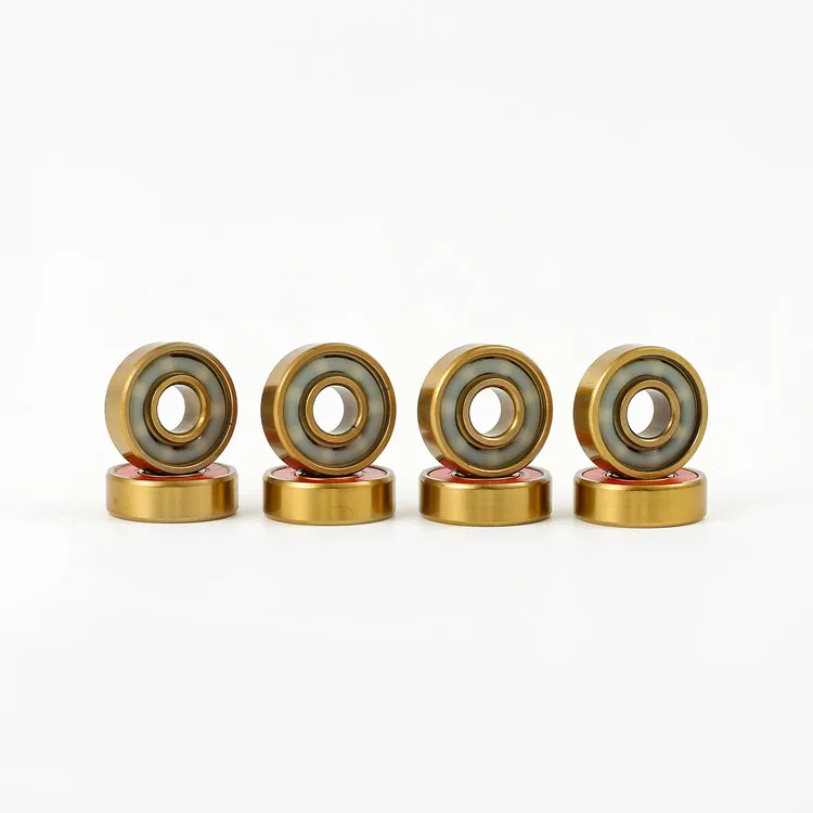 Skateboard Bearing Golden Titanium Coated Skate Bearings with Removable Shields