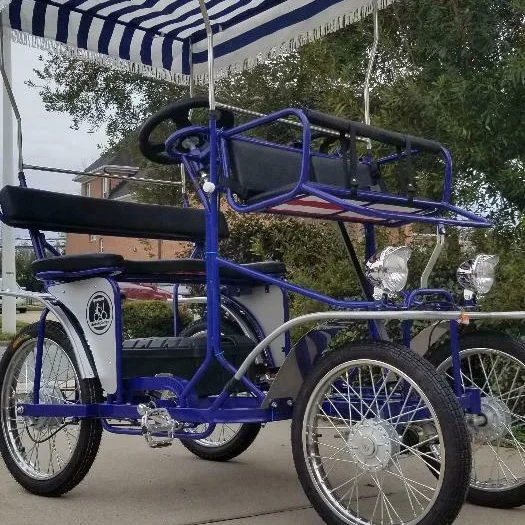 special transportation 2personS 4wheels  SURREY BIKE WITH LED LIGHT AND FRONT BABY SEAT  SURREY QUADRICYCLE