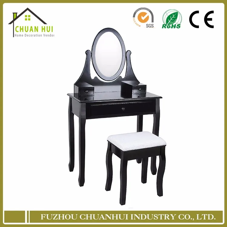 Продажи дешевых сосновый туалетный столик, современные темно-дерево макияж стол