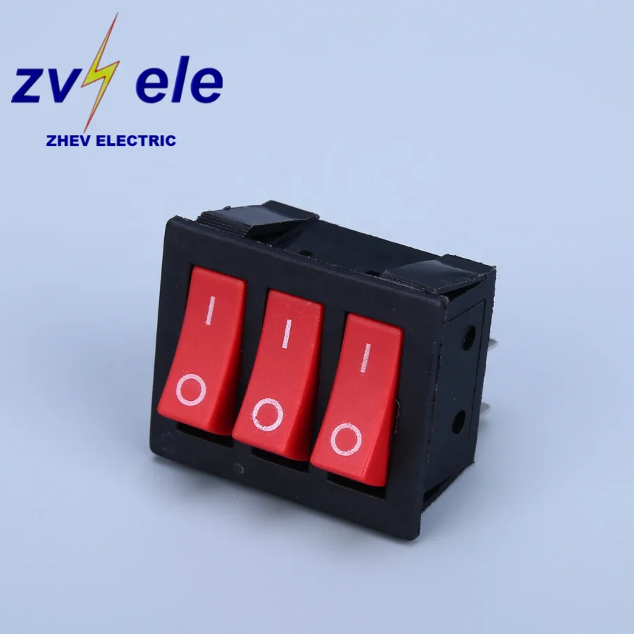 3 Gang 16A Hot Pot 6 Pin Button Switch For Electric Oven Cooler Red Rocker