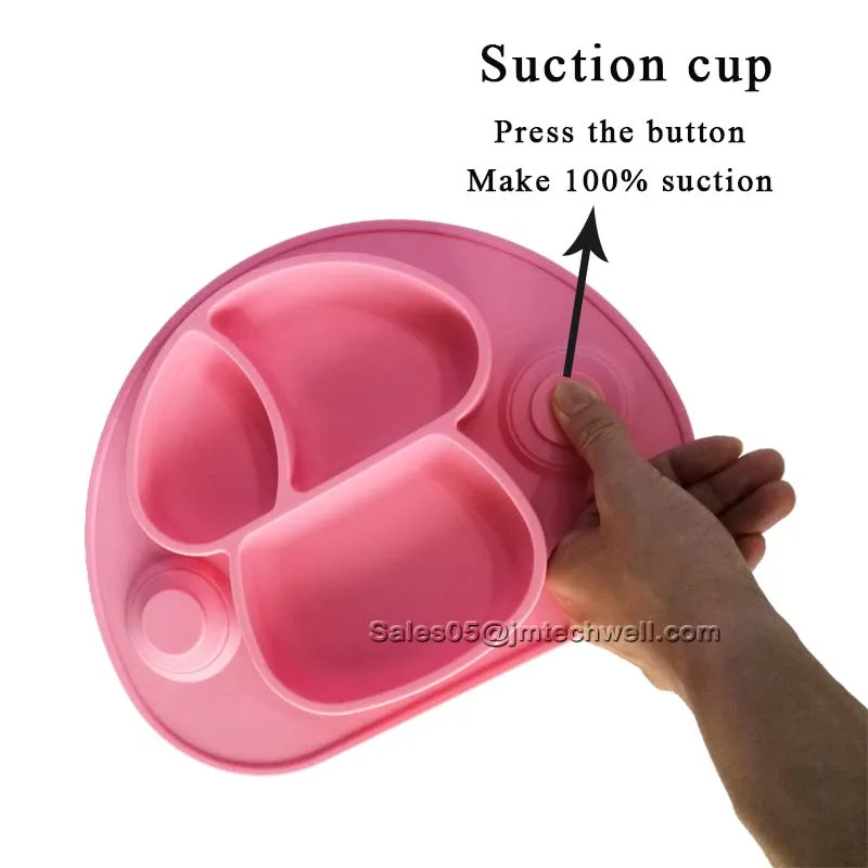 Heat resistant oval silicone mini baby suction placemat plate