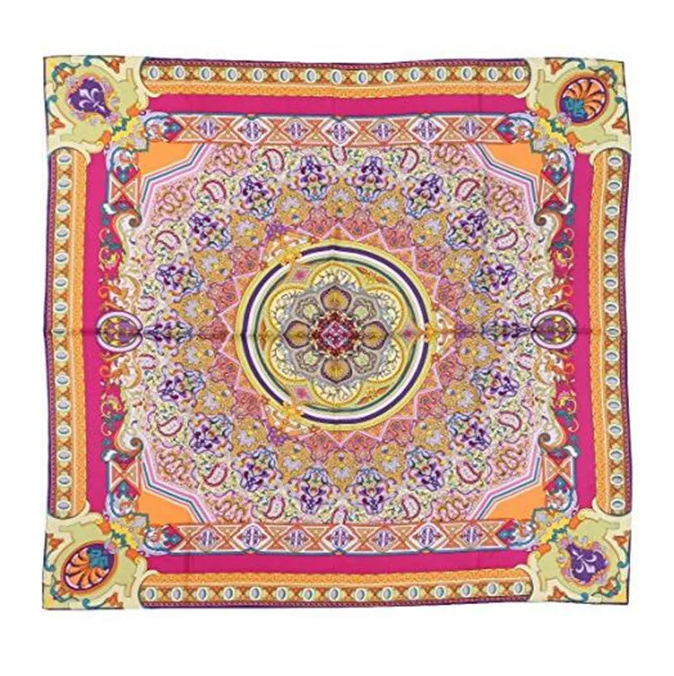 Custom Made 100% Silk Scarf Hand Rolled Hem Large Square Twill Silk Scarf