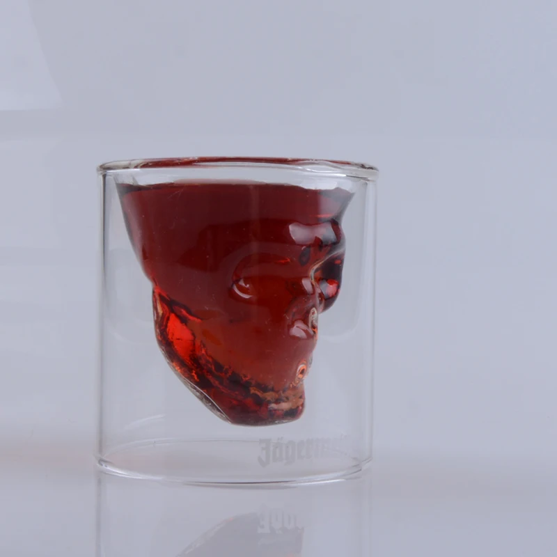 double wall skull wine glass
